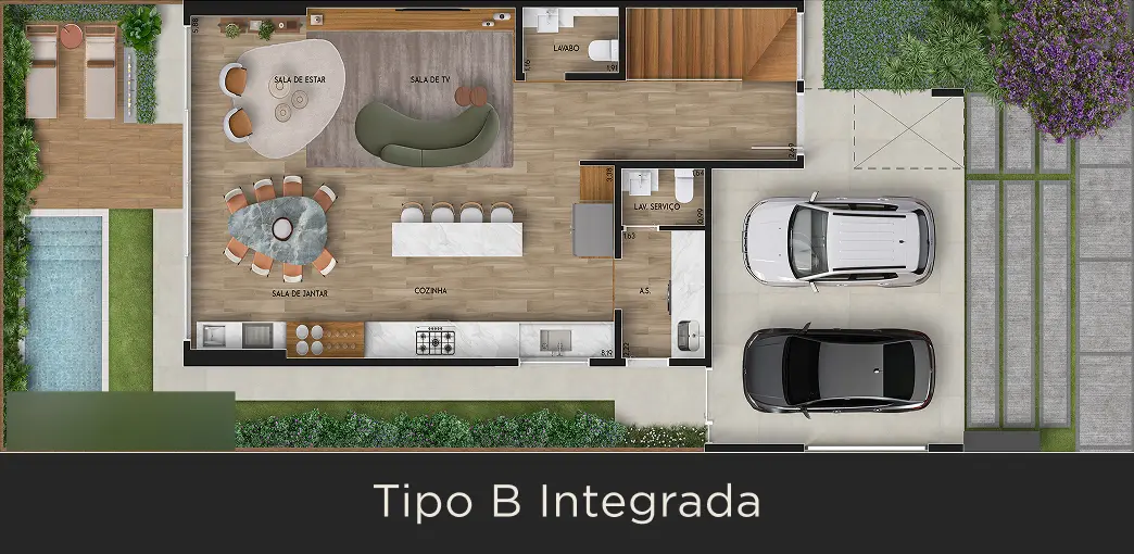 Ilustração da planta tipo b integrada