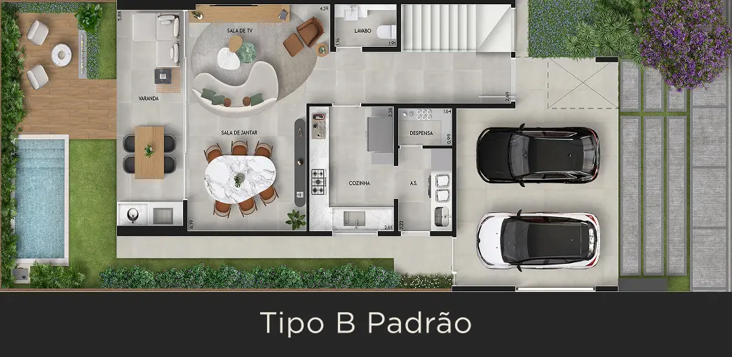 Ilustração da planta tipo b padrao