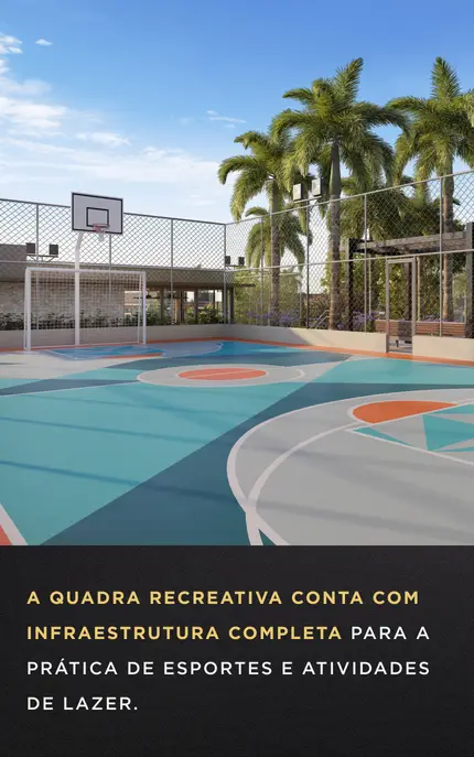 Ilustração de um quadra recreativa de esportes